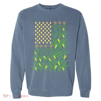 Corn Farmer American Flag Crop Farmers Farm Farming Gift Garment-Dyed Sweatshirt