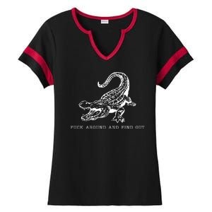 Crocodile Fuck Around And Find Out Ladies Halftime Notch Neck Tee