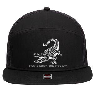 Crocodile Fuck Around And Find Out 7 Panel Mesh Trucker Snapback Hat