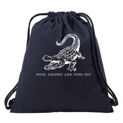 Crocodile Fuck Around And Find Out Drawstring Bag