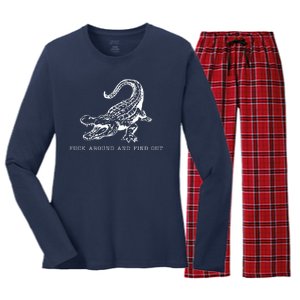 Crocodile Fuck Around And Find Out Women's Long Sleeve Flannel Pajama Set 