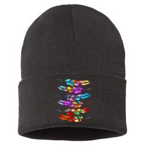 Colorful Feathers American Indian Pride Native American Sustainable Knit Beanie