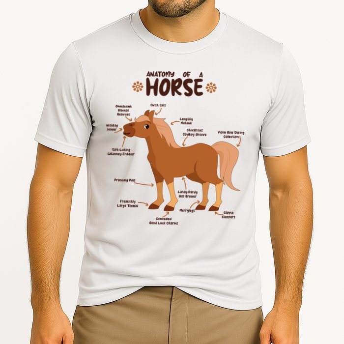 Cute Funny Anatomy Of A Horse Diagram Cooling Performance Crew T-Shirt