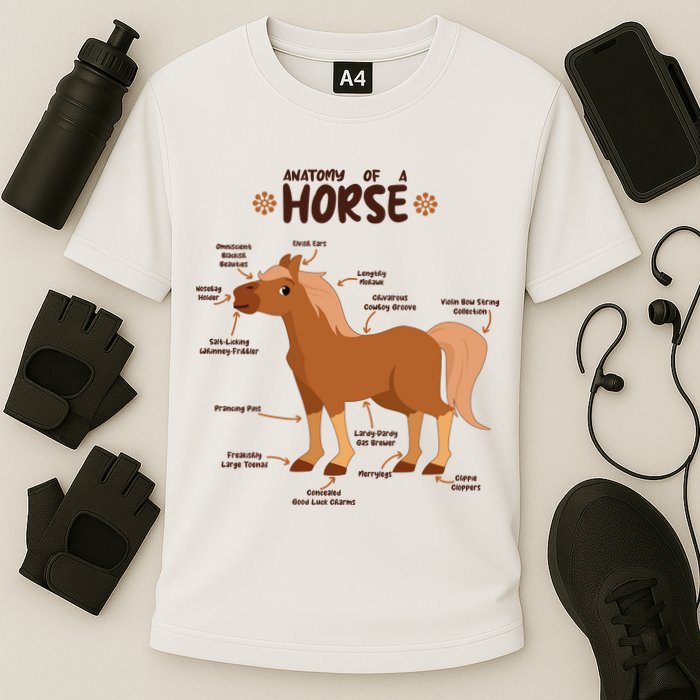 Cute Funny Anatomy Of A Horse Diagram Cooling Performance Crew T-Shirt