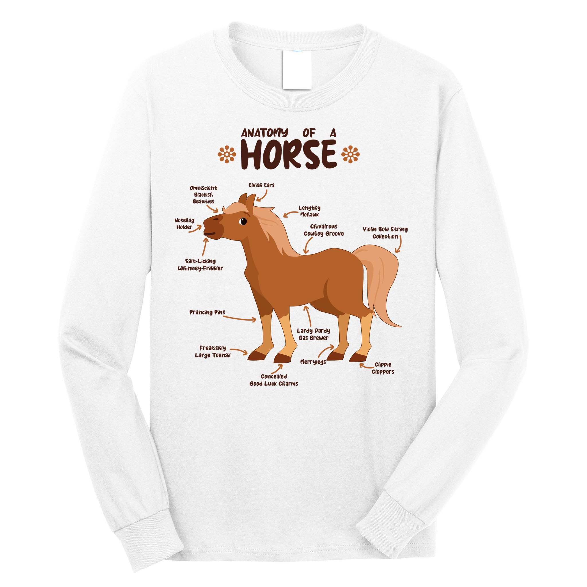 Cute Funny Anatomy Of A Horse Diagram Long Sleeve Shirt
