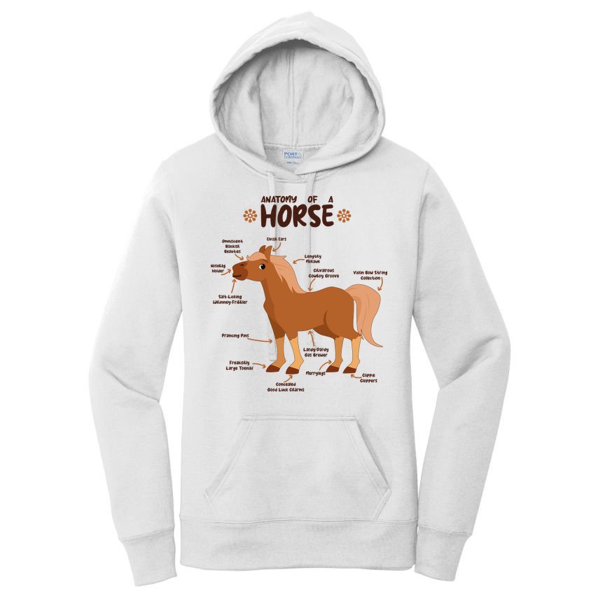 Cute Funny Anatomy Of A Horse Diagram Women's Pullover Hoodie
