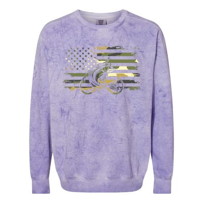 Camouflage Fishing Apparel American Flag Colorblast Crewneck Sweatshirt