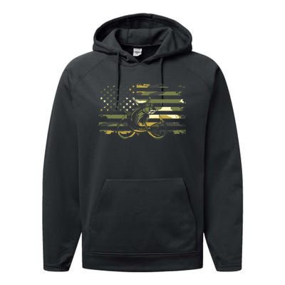 Camouflage Fishing Apparel American Flag Performance Fleece Hoodie