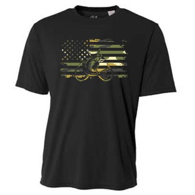 Camouflage Fishing Apparel American Flag Cooling Performance Crew T-Shirt