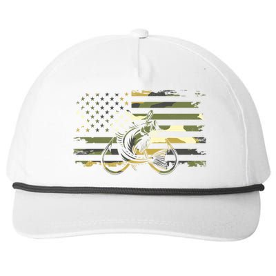 Camouflage Fishing Apparel American Flag Snapback Five-Panel Rope Hat