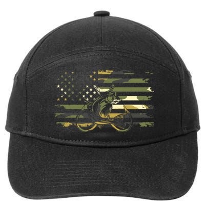 Camouflage Fishing Apparel American Flag 7-Panel Snapback Hat