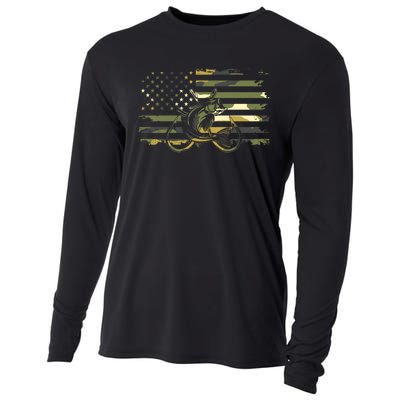 Camouflage Fishing Apparel American Flag Cooling Performance Long Sleeve Crew