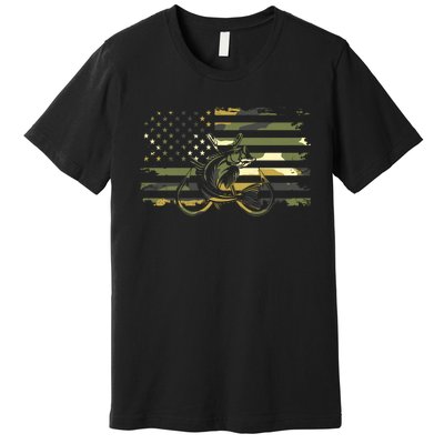 Camouflage Fishing Apparel American Flag Premium T-Shirt