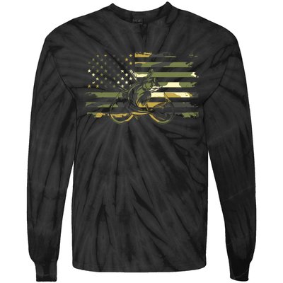 Camouflage Fishing Apparel American Flag Tie-Dye Long Sleeve Shirt