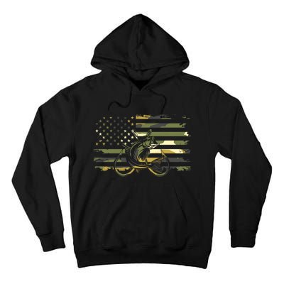 Camouflage Fishing Apparel American Flag Tall Hoodie