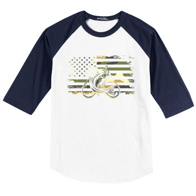 Camouflage Fishing Apparel American Flag Baseball Sleeve Shirt