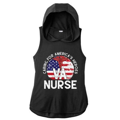 Caring For AmericaS Heroes Patriotic Va Nurse Ladies PosiCharge Tri-Blend Wicking Draft Hoodie Tank