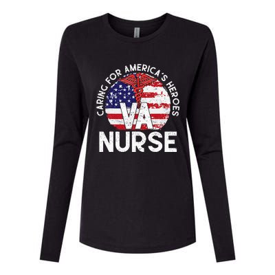 Caring For AmericaS Heroes Patriotic Va Nurse Womens Cotton Relaxed Long Sleeve T-Shirt