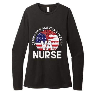 Caring For AmericaS Heroes Patriotic Va Nurse Womens CVC Long Sleeve Shirt