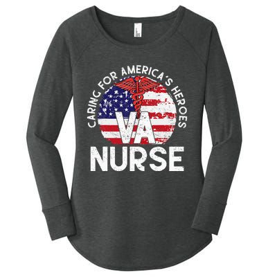 Caring For AmericaS Heroes Patriotic Va Nurse Women's Perfect Tri Tunic Long Sleeve Shirt