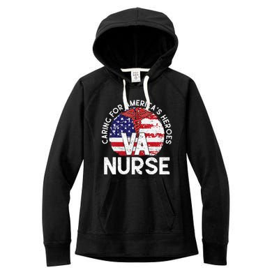 Caring For AmericaS Heroes Patriotic Va Nurse Women's Fleece Hoodie