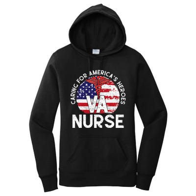 Caring For AmericaS Heroes Patriotic Va Nurse Women's Pullover Hoodie