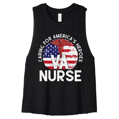 Caring For AmericaS Heroes Patriotic Va Nurse Women's Racerback Cropped Tank