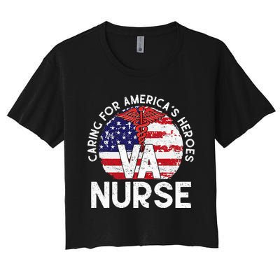 Caring For AmericaS Heroes Patriotic Va Nurse Women's Crop Top Tee