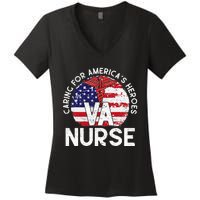 Caring For AmericaS Heroes Patriotic Va Nurse Women's V-Neck T-Shirt