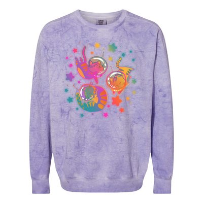 Cute Funny Astronaut Space Kitty Cats Colorblast Crewneck Sweatshirt