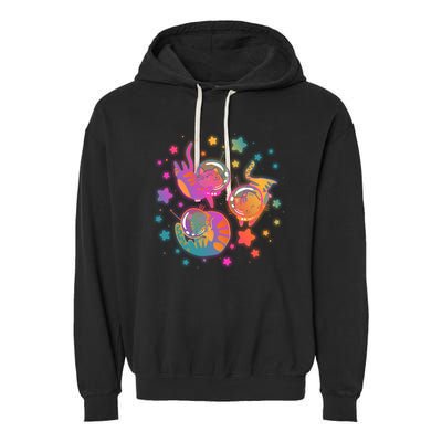 Cute Funny Astronaut Space Kitty Cats Garment-Dyed Fleece Hoodie