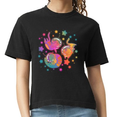 Cute Funny Astronaut Space Kitty Cats Comfort Colors Boxy T-Shirt