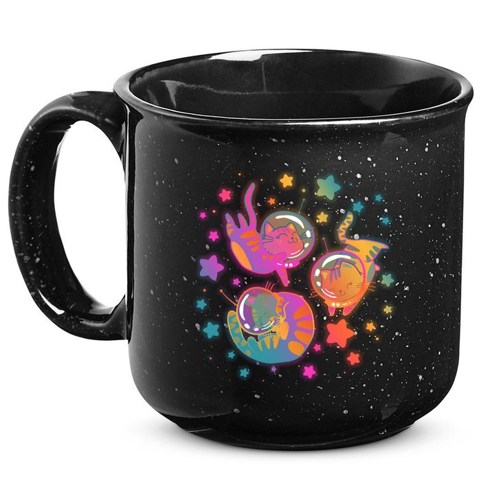 Cute Funny Astronaut Space Kitty Cats 15oz Campfire Ceramic Mug