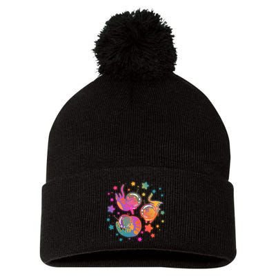 Cute Funny Astronaut Space Kitty Cats Pom Pom 12in Knit Beanie