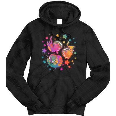 Cute Funny Astronaut Space Kitty Cats Tie Dye Hoodie