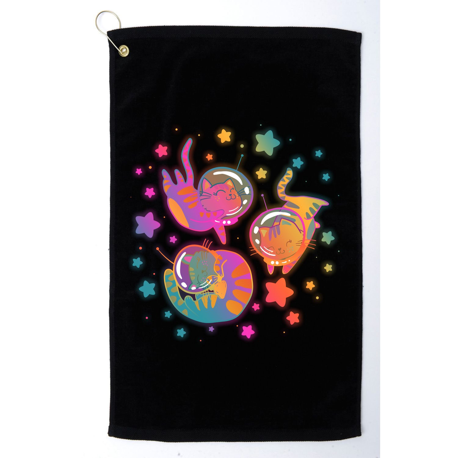 Cute Funny Astronaut Space Kitty Cats Golf Towel