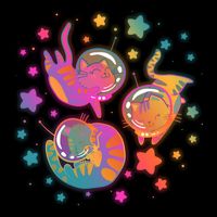 Cute Funny Astronaut Space Kitty Cats Women's V-Neck T-Shirt