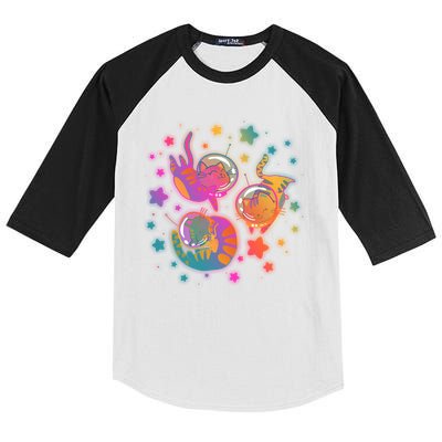 Cute Funny Astronaut Space Kitty Cats Kids Colorblock Raglan Jersey