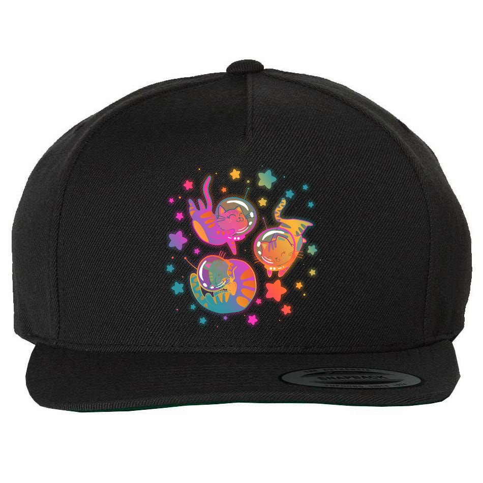 Cute Funny Astronaut Space Kitty Cats Wool Snapback Cap