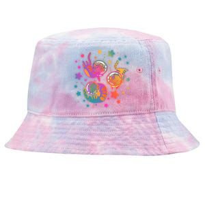 Cute Funny Astronaut Space Kitty Cats Tie-Dyed Bucket Hat