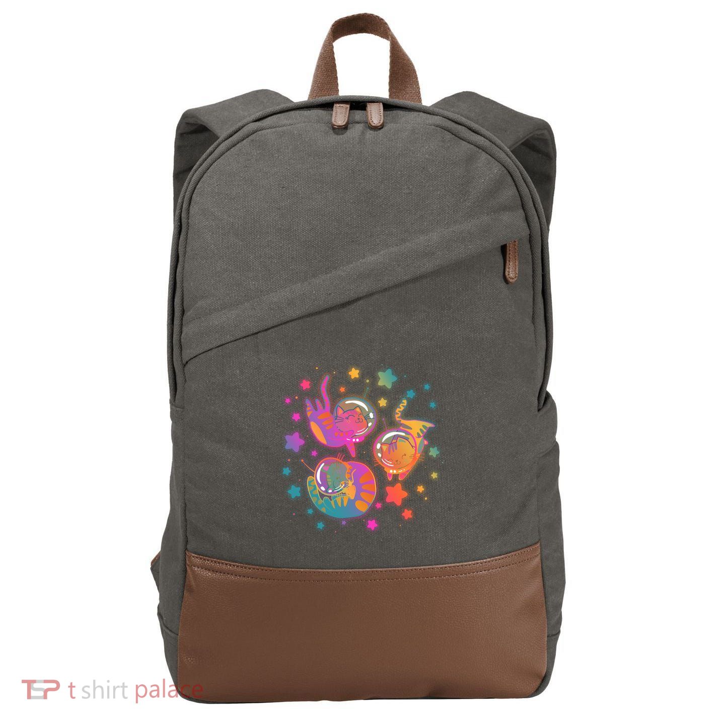 Cute Funny Astronaut Space Kitty Cats Cotton Canvas Backpack