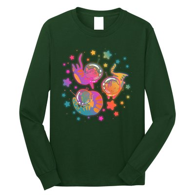 Cute Funny Astronaut Space Kitty Cats Long Sleeve Shirt