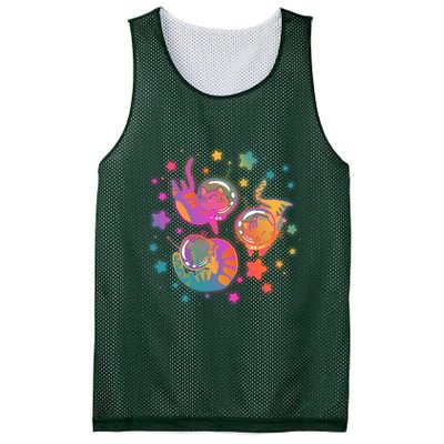 Cute Funny Astronaut Space Kitty Cats Mesh Reversible Basketball Jersey Tank