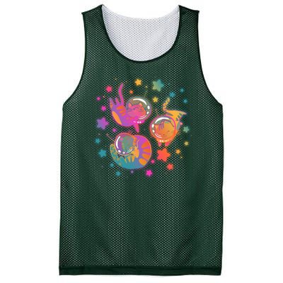 Cute Funny Astronaut Space Kitty Cats Mesh Reversible Basketball Jersey Tank