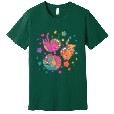 Cute Funny Astronaut Space Kitty Cats Premium T-Shirt