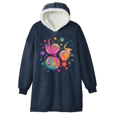 Cute Funny Astronaut Space Kitty Cats Hooded Wearable Blanket