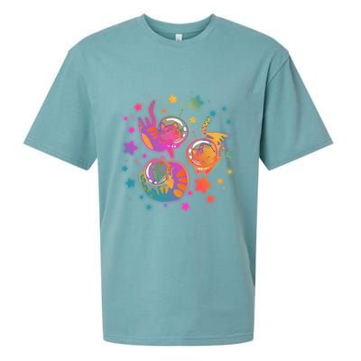 Cute Funny Astronaut Space Kitty Cats Sueded Cloud Jersey T-Shirt