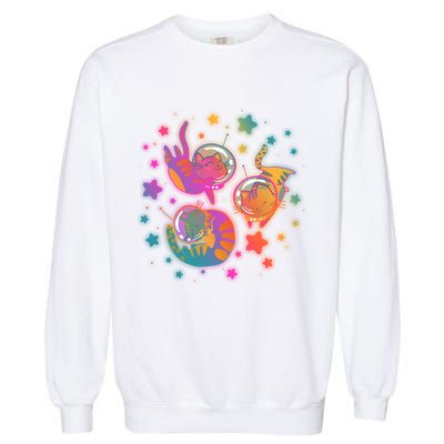Cute Funny Astronaut Space Kitty Cats Garment-Dyed Sweatshirt