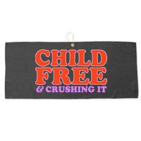 Child Free And Crushing It Funny sayings Large Microfiber Waffle Golf Towel