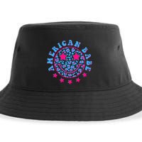 Cute Funny American Babe Leopard Print Smiley Emoji Sustainable Bucket Hat